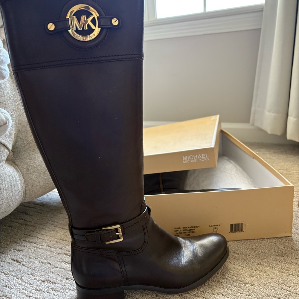Michael Kors Black Leather Riding Boots